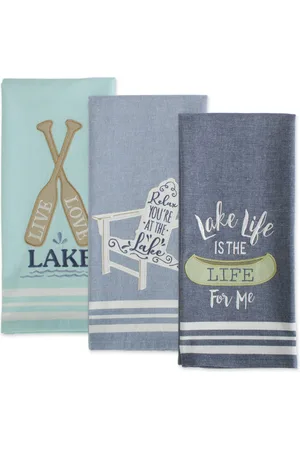 Design Imports Lakeside Embellished Kitchen Dishtowel, Set of 3
