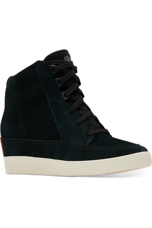 sorel Out N About Ii Lace-Up Wedge Sneakers - Black, Sea Salt