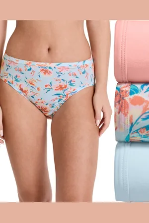 Jockey Elance Super Soft French Cut Underwear 3 Pack 2071 - Formal Floral Light Blue-print/sunrise P