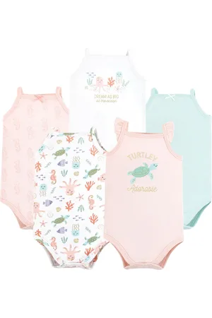 Hudson Baby Girls Hudson Cotton Sleeveless Bodysuits Shark Types, 3-6 Months