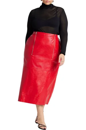 Eloquii Plus Size Faux Patent Leather Skirt With Zipper Detail