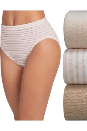 Jockey Elance Cotton French Cut Underwear 3-Pk 1541, Extended Sizes - Sheer Nude/Whisper Stripe/Light