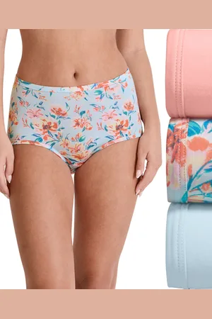 Jockey Elance Supersoft 3 Pack Cotton Brief Underwear 2073 - Formal Floral Light Blue-print/sunrise P