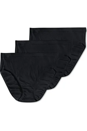 Jockey Elance Cotton French Cut Underwear 3-Pk 1541, Extended Sizes - Black/Black/Black
