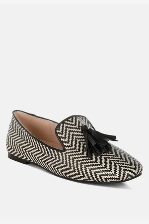 RAG & CO Dara Raffia Tassels Detail Loafers