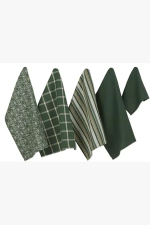 Design Imports Assorted Everyday Dishtowel and Dishcloth, Set of 5