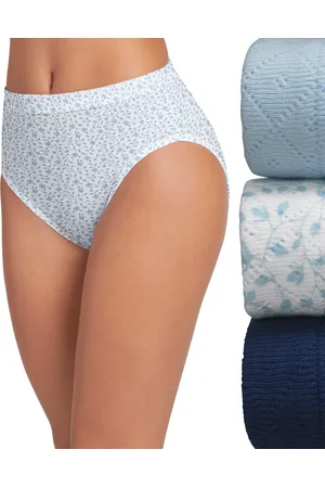 Jockey Elance Cotton French Cut Underwear 3-Pk 1541, Extended Sizes - Frothy Blue/Flowing Vine/Just Past Midni