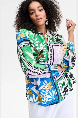 I.N.C. International Concepts Plus Size Mixed-Print Blouse, Exclusively at Macy
