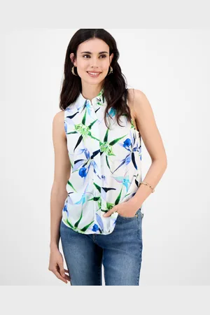 I.N.C. International Concepts Petite Printed Button-Front Top, Exclusively at Macy