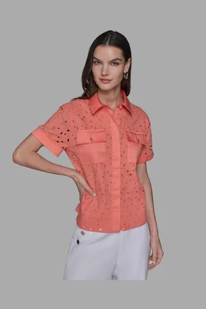 Karl Lagerfeld Karl Lagereld Paris Petite Eyelet Button-Front Blouse