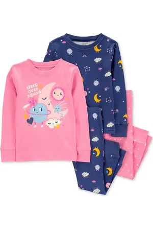 Carters Toddler Girls Space-Print 100% Snug-Fit Cotton Pajamas, 4 Piece Set - Pink/Navy