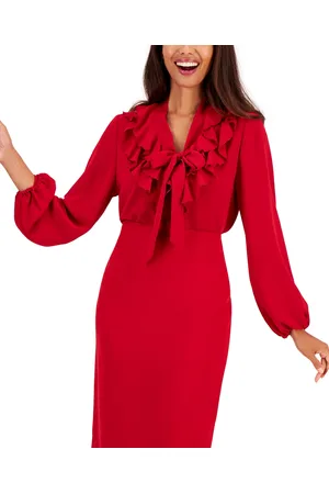 Kasper Petite Ruffled Tie-Neck Blouse