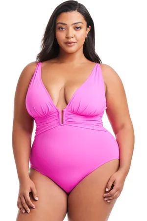 Bleu By Rod Beattie Plus Size Key Item Plunge Plunging-Neck Swimsuit