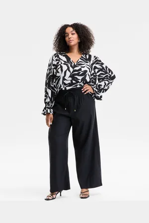I.N.C. International Concepts Plus Size Solid Drawstring Wide-Leg Pants, Exclusively at Macy