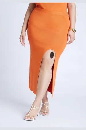 Eloquii Plus Size Knit Skirt With Slit And Hardware