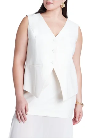 Eloquii Plus Size Split Hem Suiting Vest