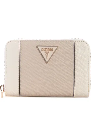 Guess Laurel Medium Zip Around Wallet - Off White/taupe