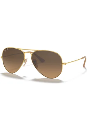 Ray-Ban Unisex Polarized Sunglasses, RB3025 Aviator Classic - GOLD MATTE/BROWN POLAR