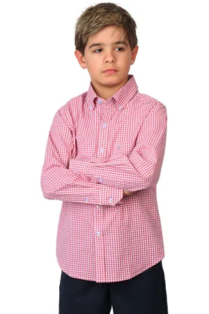 Tailorbyrd Big Boys Signature Gingham Long Sleeve Shirt