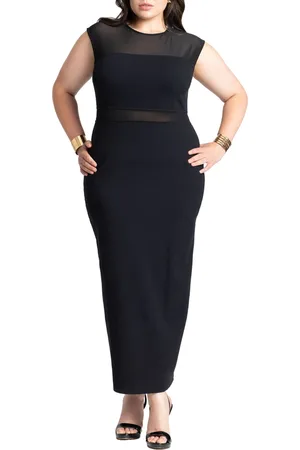 Eloquii Plus Size Cap Sleeve Mesh Midi Dress