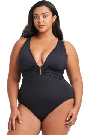 Bleu By Rod Beattie Plus Size Key Item Plunge Plunging-Neck Swimsuit