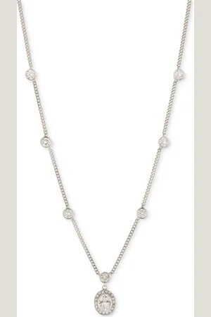 Givenchy Silver-Tone Pave & Oval Crystal Halo Pendant Necklace, 16" + 3" extender