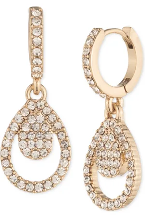 Givenchy Pave Crystal Pear-Shape Charm Hoop Earrings