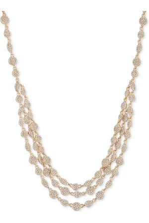 Givenchy Gold-Tone Pave Cluster Layered Collar Necklace, 16" + 3" extender