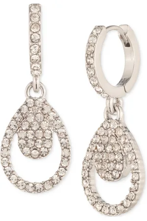 Givenchy Pave Crystal Pear-Shape Charm Hoop Earrings