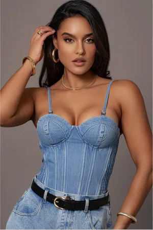 JLUXLABEL Denim Marsella Sweetheart Corset