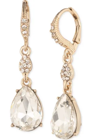 Givenchy Pave & Pear-Shape Crystal Double Drop Earrings