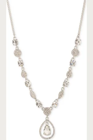 Givenchy Crystal Pear-Shape Orbital Pendant Necklace, 16" + 3" extender