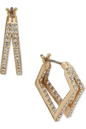 Karl Lagerfeld Gold-Tone Pave Geometric Split-Hoop Earrings
