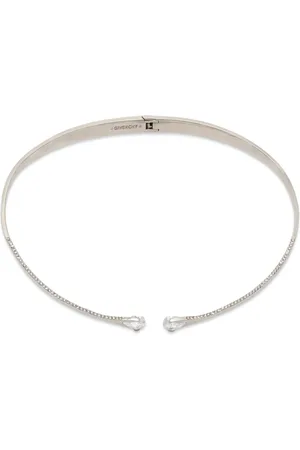 Givenchy Silver-Tone Pave & Pear-Shape Cubic Zirconia 16" Structured Collar Necklace