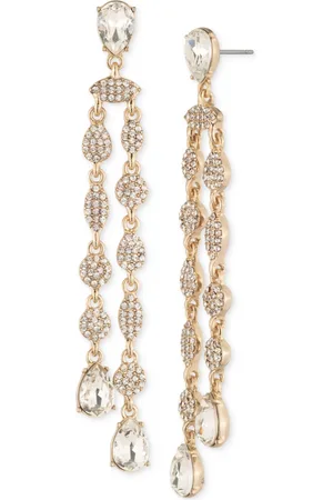 Givenchy Gold-Tone Pave Cluster & Pear-Shape Crystal Statement Earrings