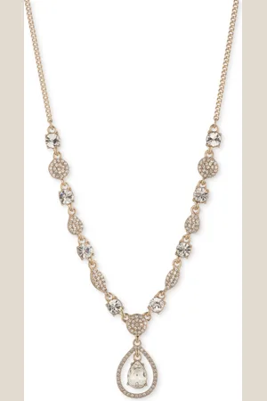 Givenchy Crystal Pear-Shape Orbital Pendant Necklace, 16" + 3" extender