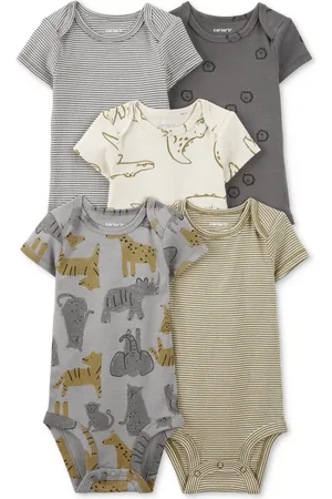 Carters Baby Striped Alligator Short-Sleeve Bodysuits, Pack of 5