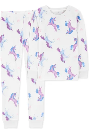 Carters Little & Big Kids Printed Velboa Pajamas, 2 Piece Set - Ivory/Unicorns