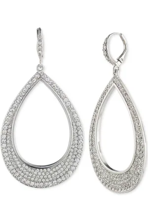 Givenchy Crystal Pave Openwork Large Polished Teardrop Drop Earrings