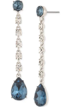 Givenchy Rose Gold-Tone Round & Pear-Shape Crystal Linear Drop Earrings