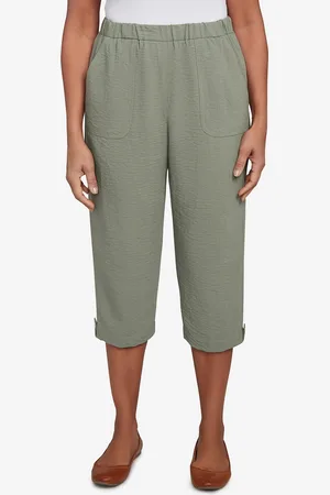 Alfred Dunner Petite Copper Canyon Button Tab Patch Pocket Capri Pants