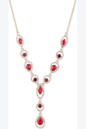Givenchy Silver-Tone Pave Stone Lariat Necklace, 16" + 3" extender