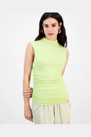 I.N.C. International Concepts Petite High-Neck Side-Ruched Top, Exclusively at Macy