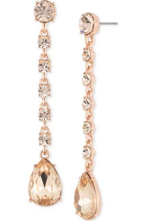 Givenchy Rose Gold-Tone Round & Pear-Shape Crystal Linear Drop Earrings
