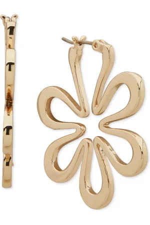 Karl Lagerfeld Tone Medium Daisy Hoop Earrings, 1.12"