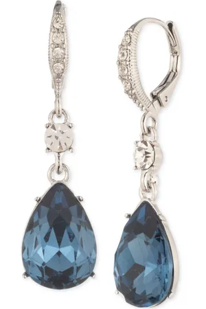 Givenchy Silver-Tone Pear-Shape Color Crystal Drop Earrings