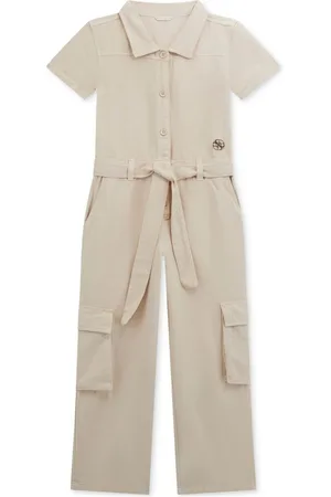 Guess Big Girls Short Sleeve Twill Jumpsuit