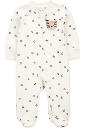 Carters Baby Boys Tiger 2-Way-Zipper Cotton Sleep and Play Footed Coverall - Cream/Tiger