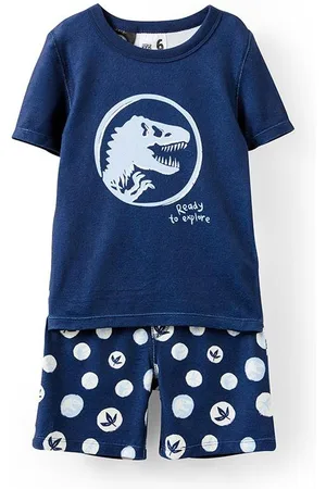 Cotton On Little Boys Little/Big Sawyer Super Soft Short Sleeve Pyjama Set License - Lcn uni in the navy/jurassic park