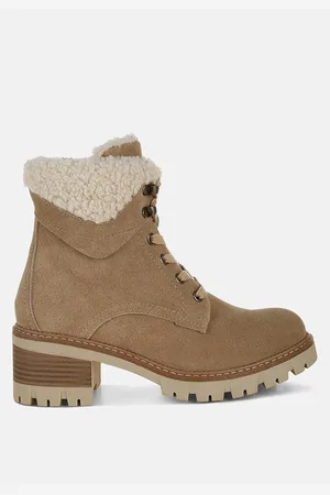 RAG & CO Madoka Fur Collar Chunky Ankle Boots
